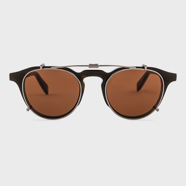 Paul Smith Havana Turquoise 'keyes' Spectacles With Clip-on Sun Lenses Blue In Blue