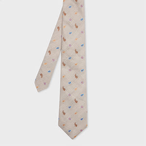 Paul Smith Grey Silk-linen 'rabbit Paisley' Tie In Grey