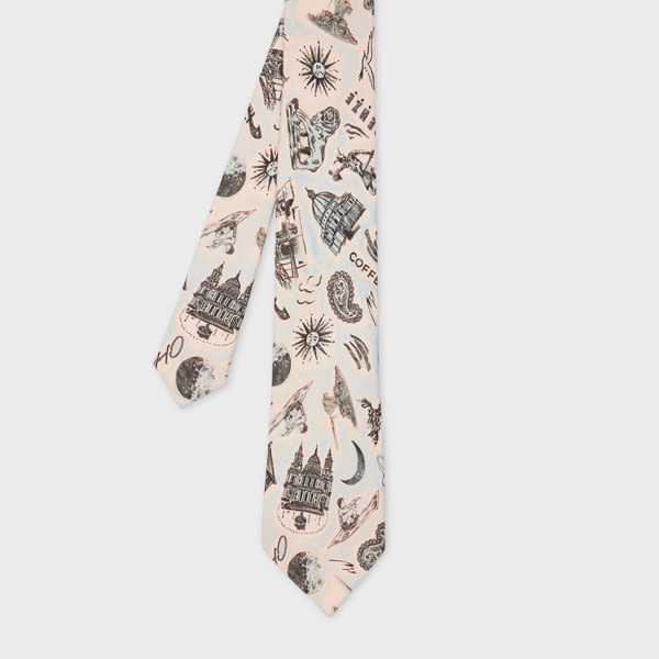 Paul Smith Blue Silk 'souvenir' Tie In Blue