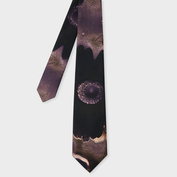 Paul Smith Floral-print Silk Tie In Purple