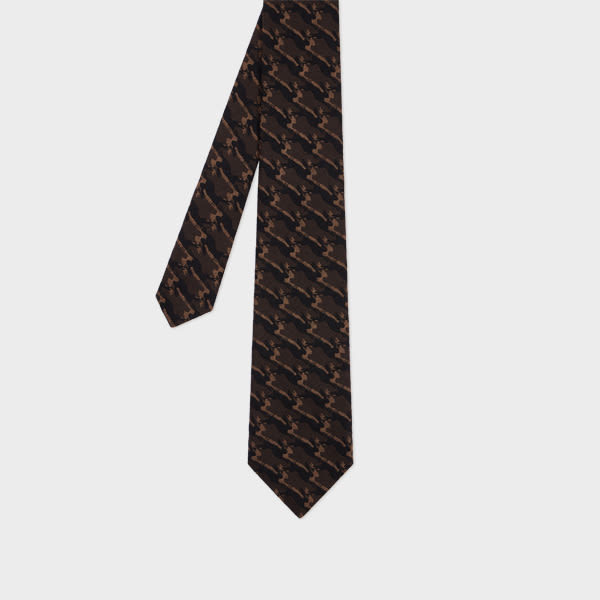 Paul Smith Brown 'rabbit' Jacquard Wool-silk Tie