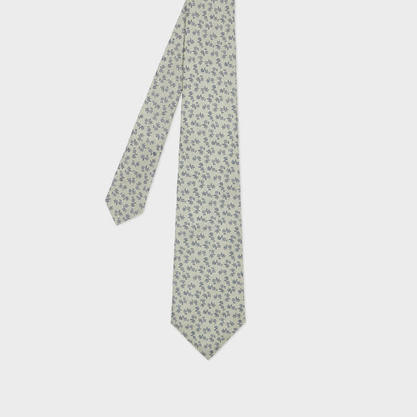 Paul Smith Pale Green Silk Floral Tie In Green