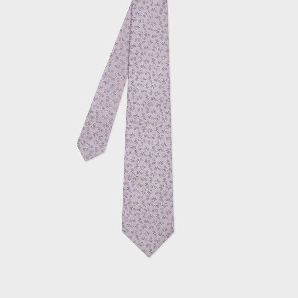 Paul Smith Lilac Silk Floral Tie Purple In Pink