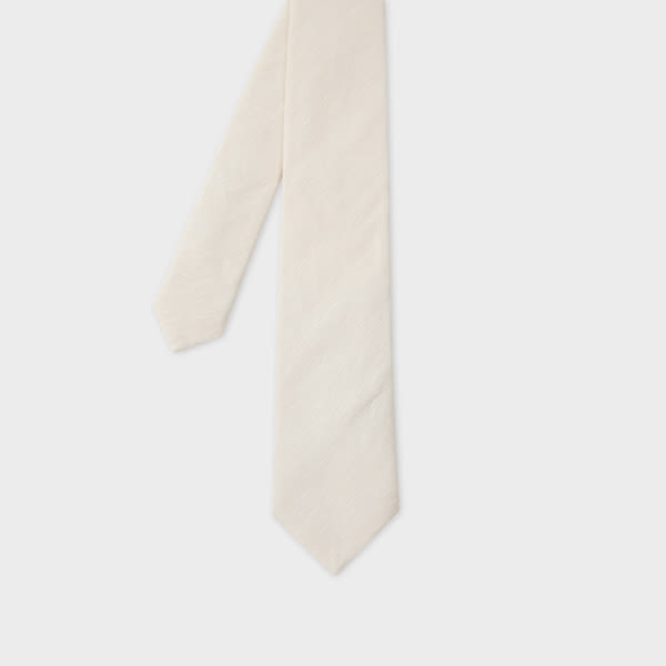 Paul Smith Ecru Linen-silk Blend Textured Tie White In White