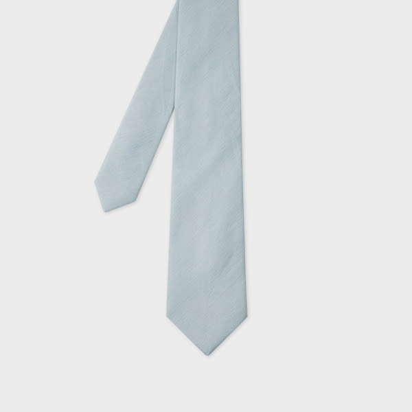 Paul Smith Light Blue Linen-silk Blend Textured Tie In Blue
