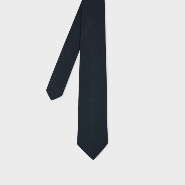 Paul Smith Navy Linen-silk Blend Textured Tie Blue In Blue
