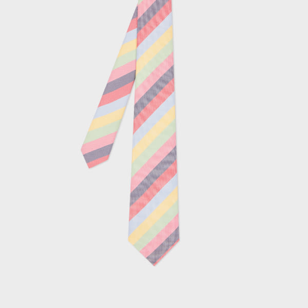Paul Smith Red Multistripe Silk Tie Multicolour In Multi