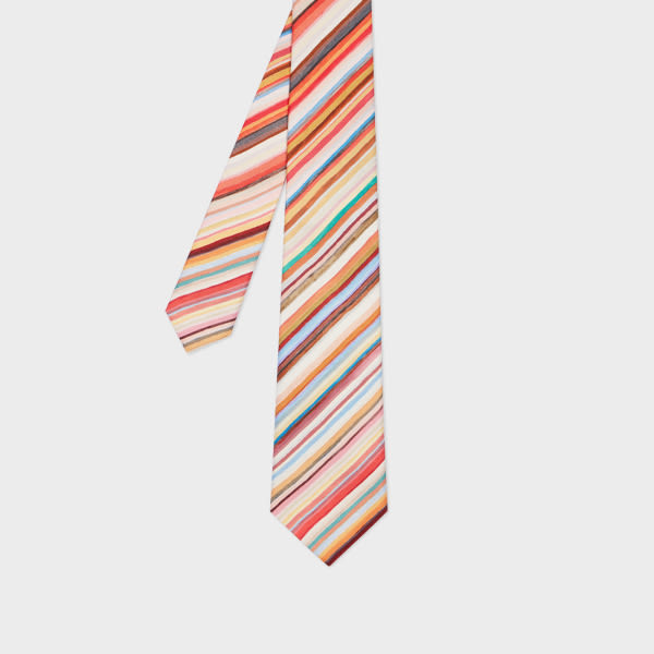 Paul Smith 'painted Signature Stripe' Silk Tie Multicolour