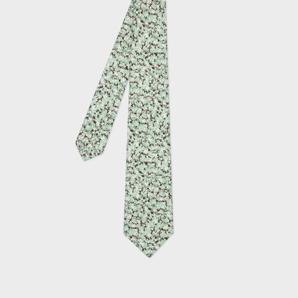 Paul Smith Light Green 'digital Floral' Print Tie In Green