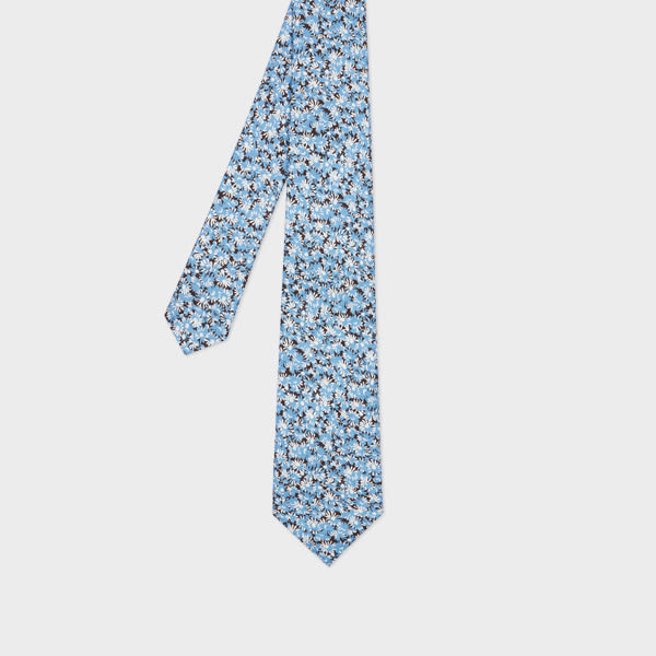 Paul Smith Light Blue 'digital Floral' Print Tie In Blue