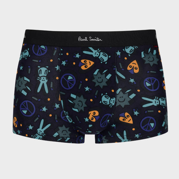 PAUL SMITH COTTON 'POP BUNNY WORLD' PRINT BOXER BRIEFS BLUE