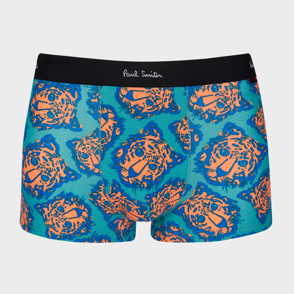 PAUL SMITH BLUE 'TIGER' PRINT BOXER BRIEFS GREEN
