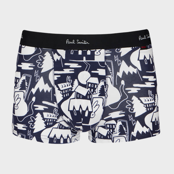 PAUL SMITH NAVY 'HOUSES' PRINT BOXER BRIEFS BLUE