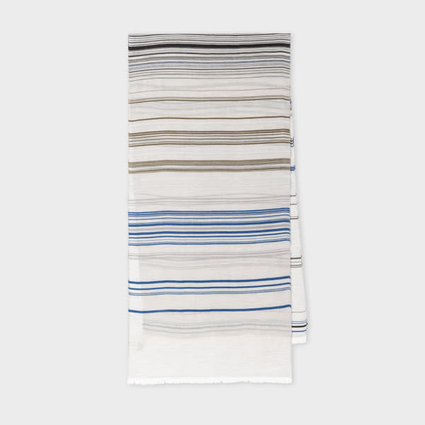 Paul Smith Gray Thin Stripe Scarf In Grey