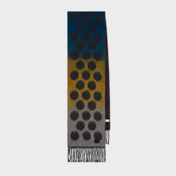 Paul Smith Grey Block Polka Dot Merino Wool-blend Scarf In Gray