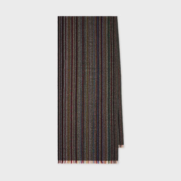 Paul Smith 'signature Stripe' Merino Wool Scarf Multicolour In Multi