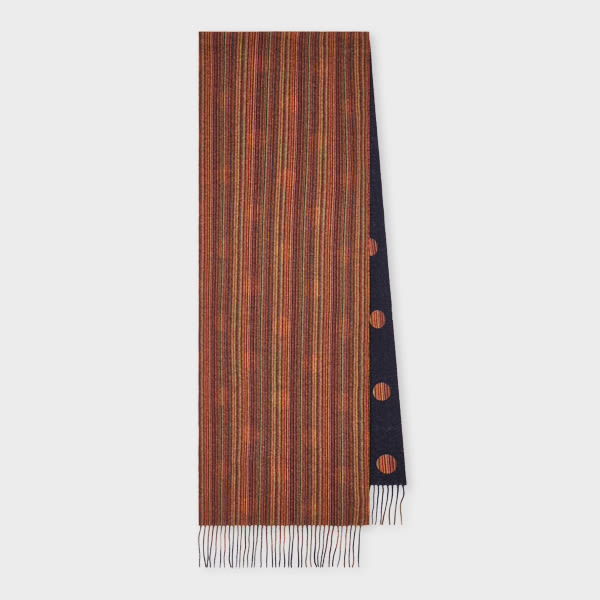 Paul Smith 'signature Stripe' Polka Dot Scarf Multicolour In Multi