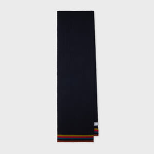 Paul Smith Merino Wool 'artist Stripe' Scarf Blue In Blue