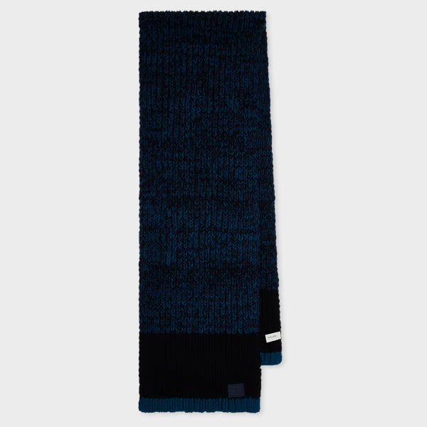 Paul Smith Navy And Black Twisted Yarn Block Stripe Scarf Green In Green