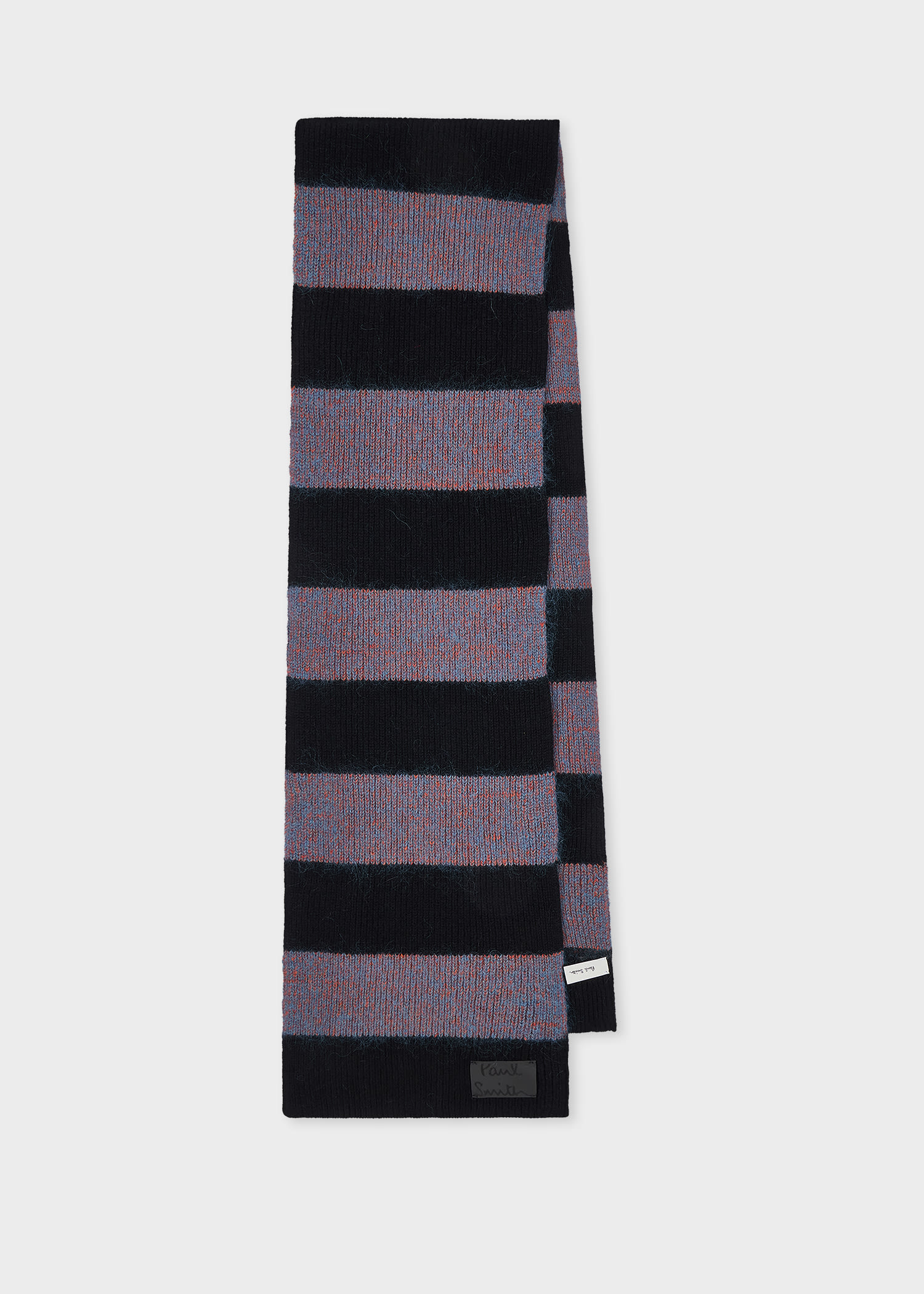 Paul Smith Black And Grey Chunky Stripe Lambswool-mohair Blend Scarf In Black