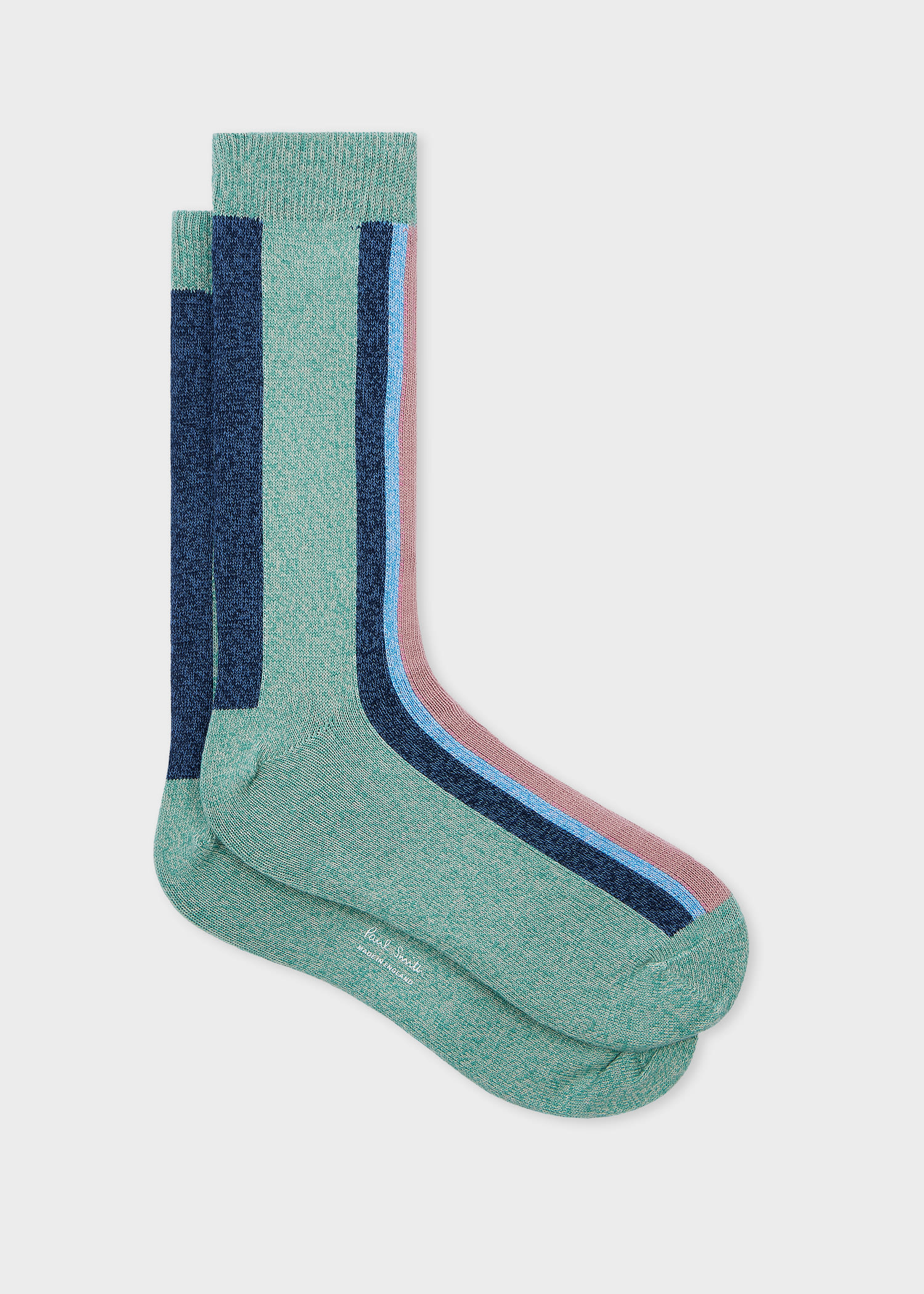 PAUL SMITH MINT GREEN COTTON-BLEND VERTICAL STRIPE SOCKS