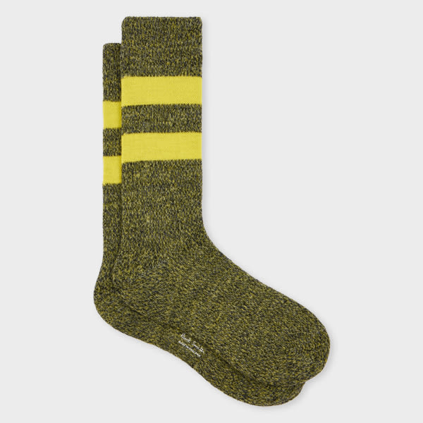 Paul Smith Black And Yellow Twisted Wool-blend Socks In Green