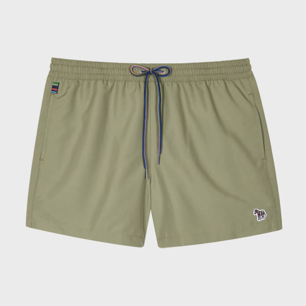 Paul Smith Washed Khaki Zebra Logo Swim Shorts Green