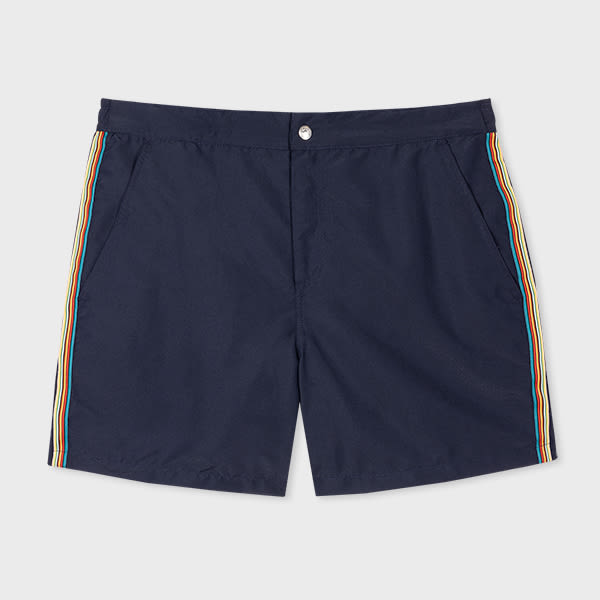 Paul Smith Navy Recycled-Polyester 'Signature Stripe' Swim Shorts Blue