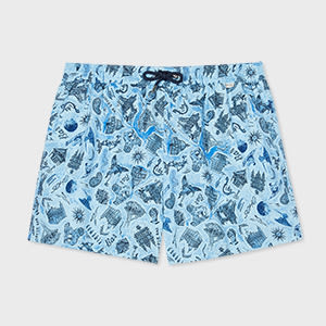 Paul Smith Blue 'Souvenir' Print Swim Shorts
