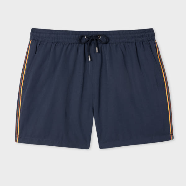 Paul Smith Navy Blue Swim Shorts With 'Artist Stripe' Trim