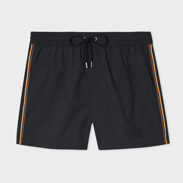 Paul Smith Black Swim Shorts With 'Artist Stripe' Trim