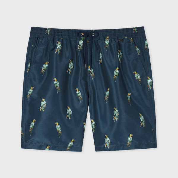 Paul Smith Blue 'Parrots' Print Long Swim Shorts