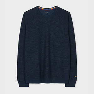 Paul Smith Navy Blue Cotton-Blend Long-Sleeve Lounge Top