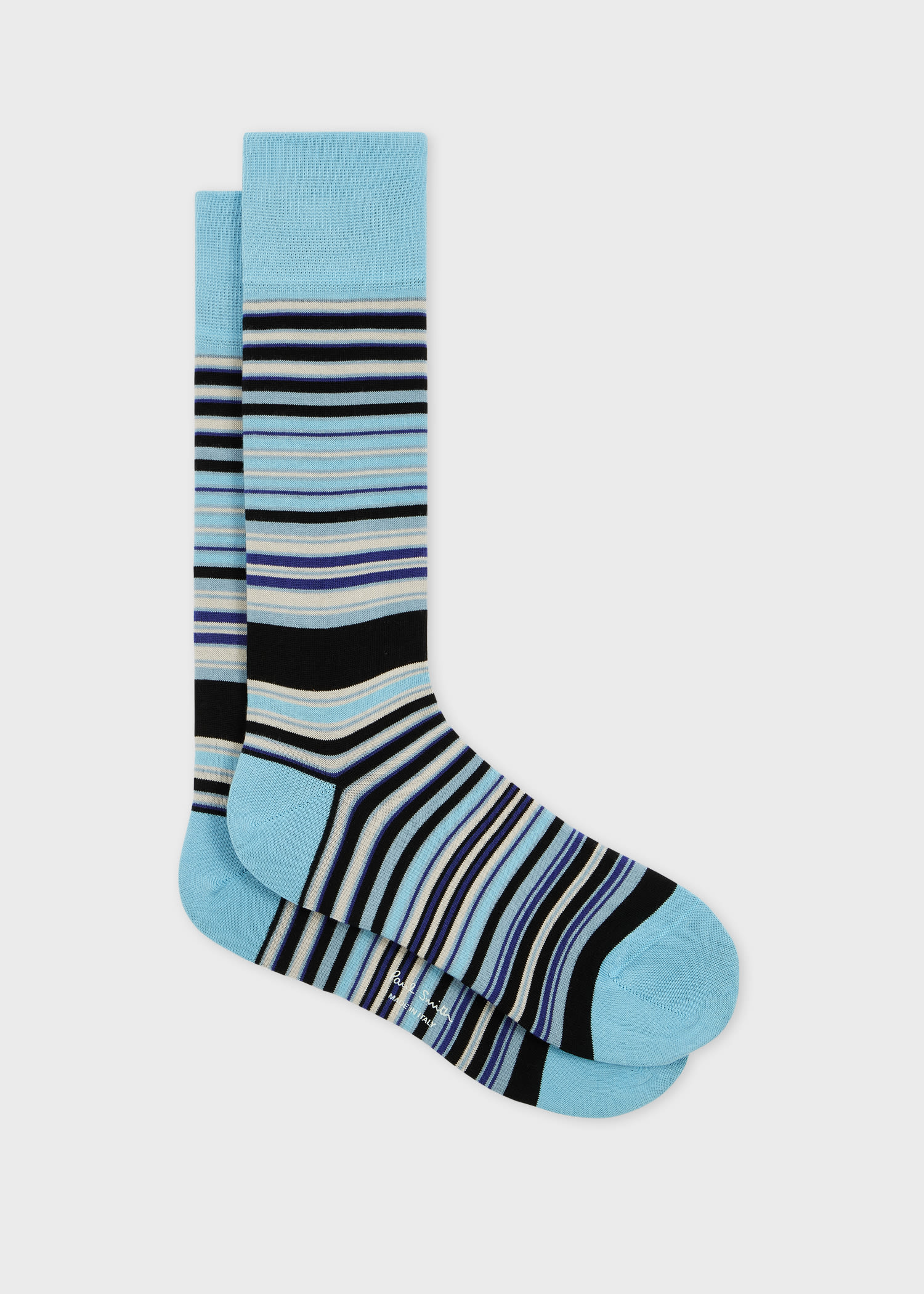 PAUL SMITH BLUE COLOUR BLOCK STRIPE SOCKS