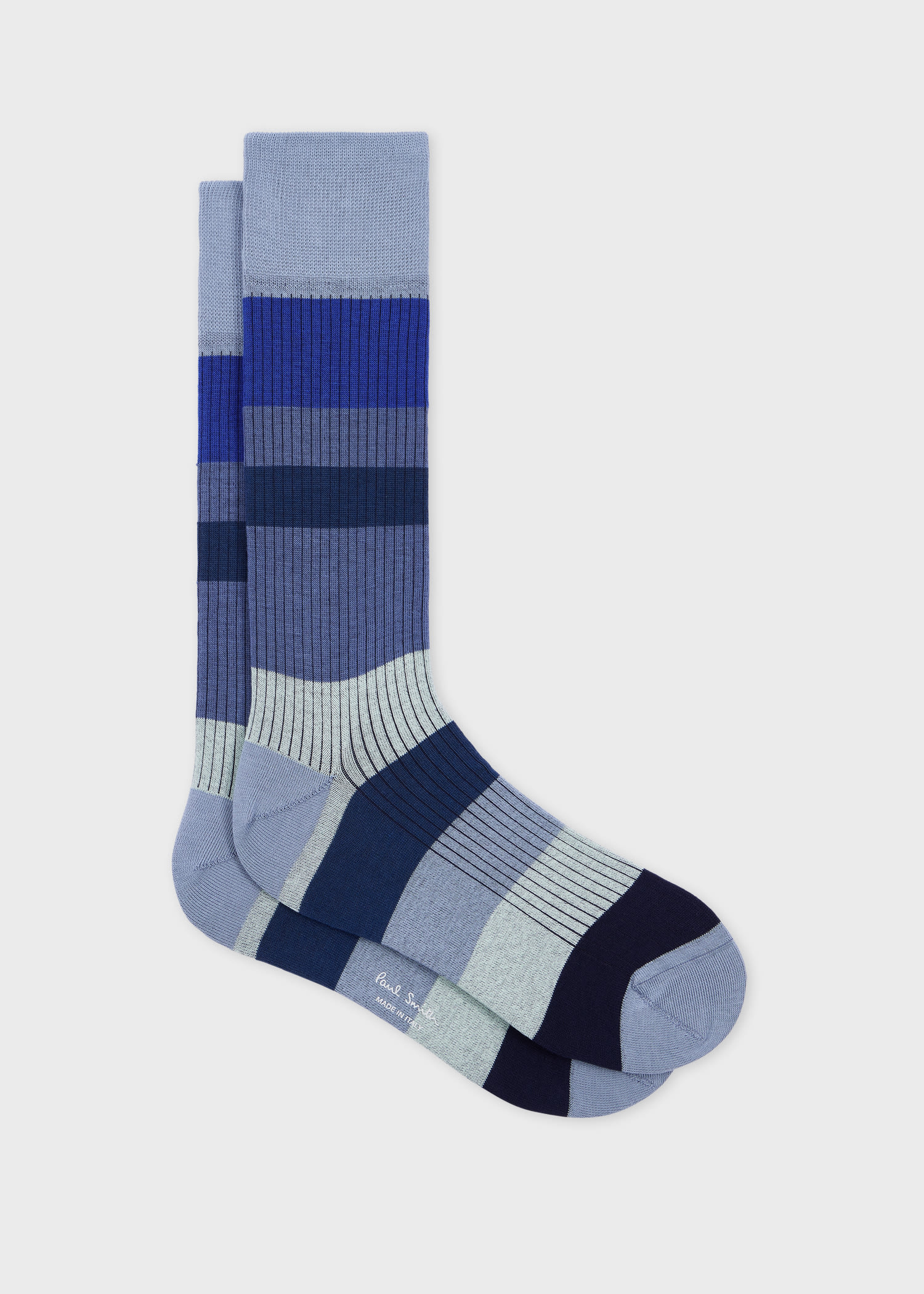 Paul Smith Blue Mixed-stripe Ribbed Socks