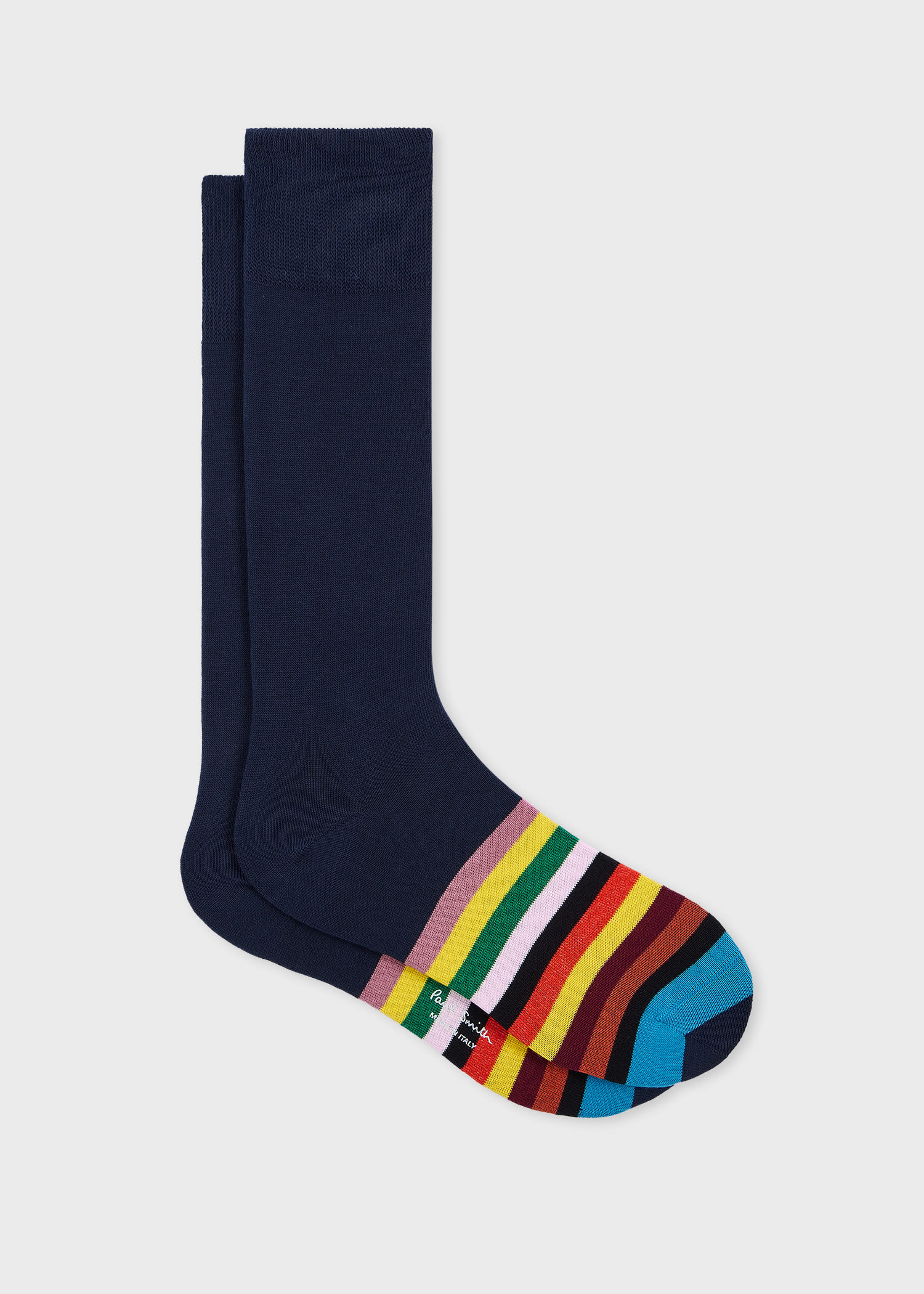 Paul Smith Navy 'signature Stripe' Tipping Socks Blue In Blue