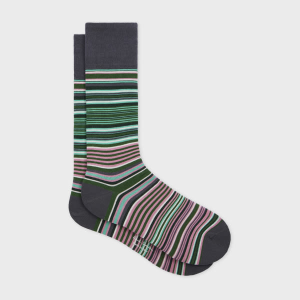 Paul Smith Green Cotton-Blend Stripe Socks