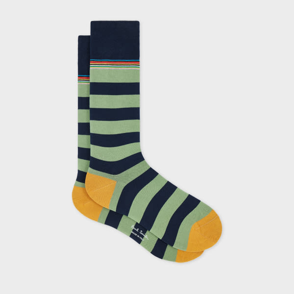 Paul Smith Navy Blue Block 'signature Stripe' Socks