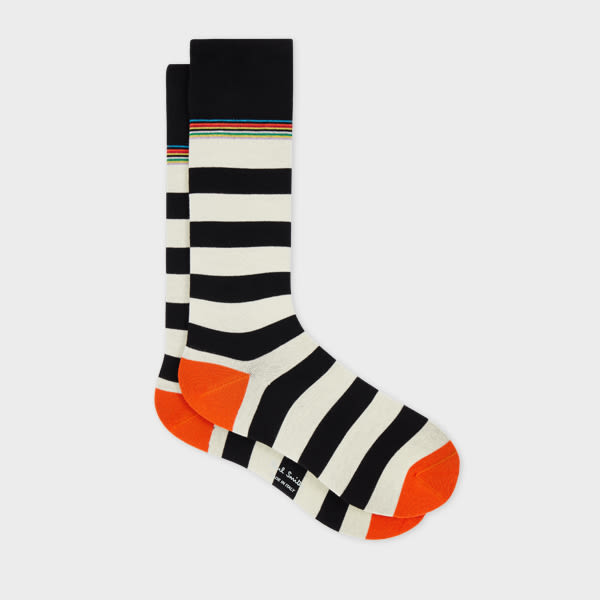 Paul Smith Black And White Block 'signature Stripe' Socks In Black