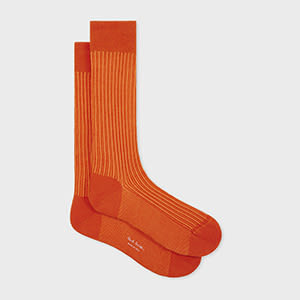 Paul Smith Orange Cotton-blend Stripe Socks In Orange