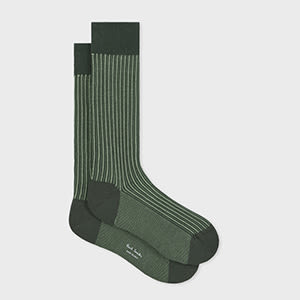 Paul Smith Green Cotton-blend Stripe Socks Brown In Green