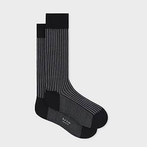 Paul Smith Black Cotton-blend Stripe Socks In Black