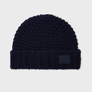 Paul Smith Navy Chunky Knit Wool Beanie Blue
