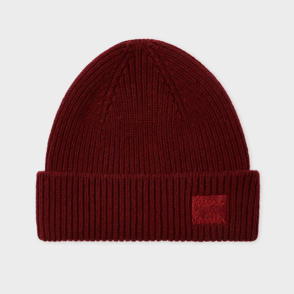 Paul Smith Burgundy Cashmere-blend Beanie Red In Red