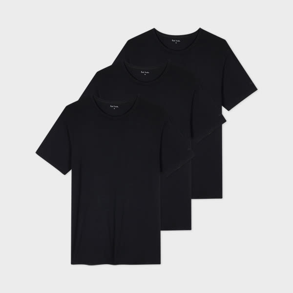 Paul Smith Black Modal Lounge T-shirts Three Pack In Black