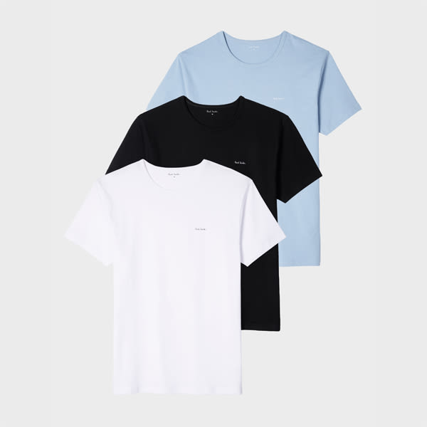 Paul Smith Mixed Colour Organic Cotton Logo Lounge T-shirts Three Pack Multicolour In Multi