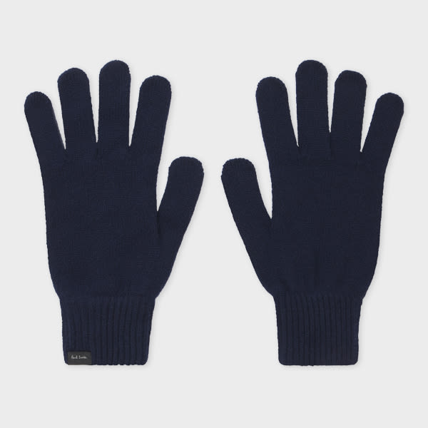 Paul Smith Navy Cashmere-blend Gloves Blue In Blue