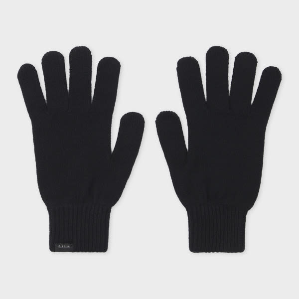 Paul Smith Black Cashmere-blend Gloves In Black