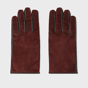 Paul Smith Burgundy Cord Gloves Orange In Burgundy
