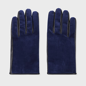 Paul Smith Navy Blue Cord Gloves In Blue